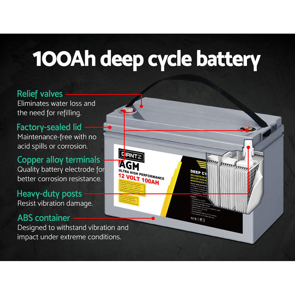 NNEDSZ Deep Cycle Battery 12V 100Ah x2 Box Portable Solar Caravan Camping