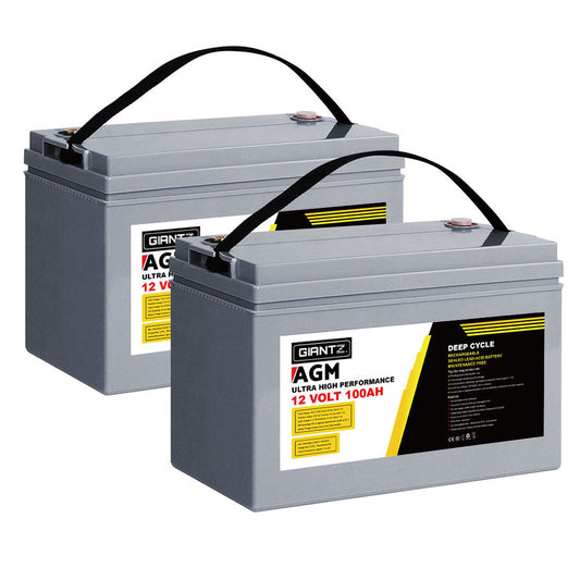 NNEDSZ Deep Cycle Battery 12V 100Ah x2 Box Portable Solar Caravan Camping