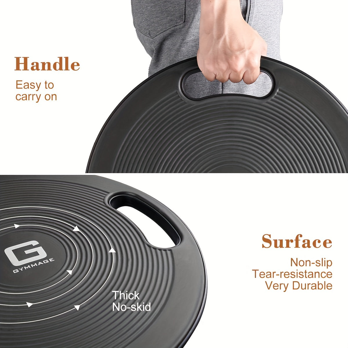 1pc Balance Board - Non-Slip Exercise Trainer(Black)