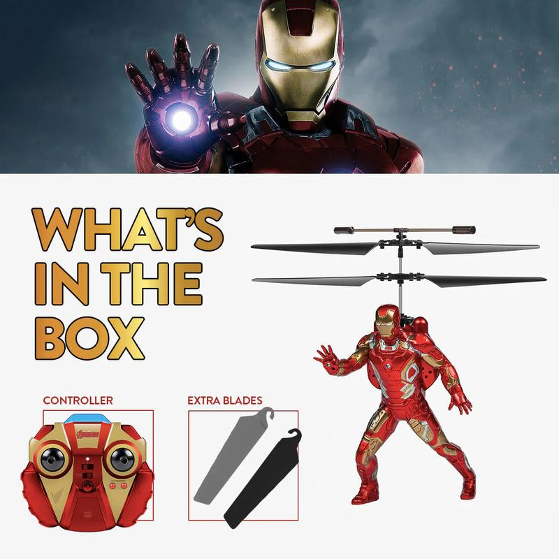 MARVEL Officially Licensed Avengers 2CH IR RC Helicopter Iron Man Captain America Hulk Spider-Man Deadpool Wolverine Remote Control Jet with LED Lights & Twin Rotors for Stable Control