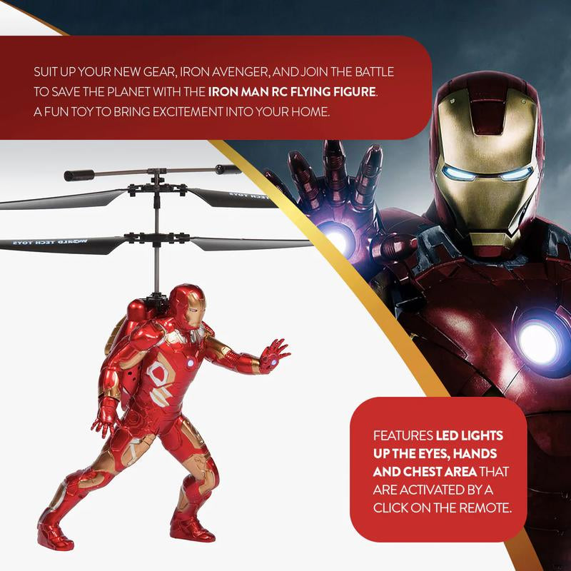 MARVEL Officially Licensed Avengers 2CH IR RC Helicopter Iron Man Captain America Hulk Spider-Man Deadpool Wolverine Remote Control Jet with LED Lights & Twin Rotors for Stable Control