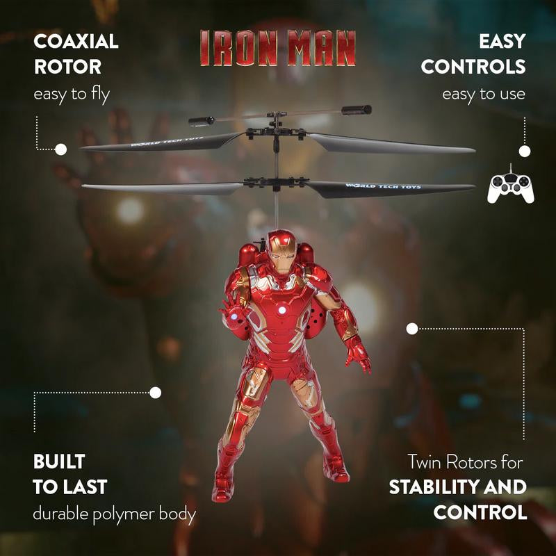 MARVEL Officially Licensed Avengers 2CH IR RC Helicopter Iron Man Captain America Hulk Spider-Man Deadpool Wolverine Remote Control Jet with LED Lights & Twin Rotors for Stable Control