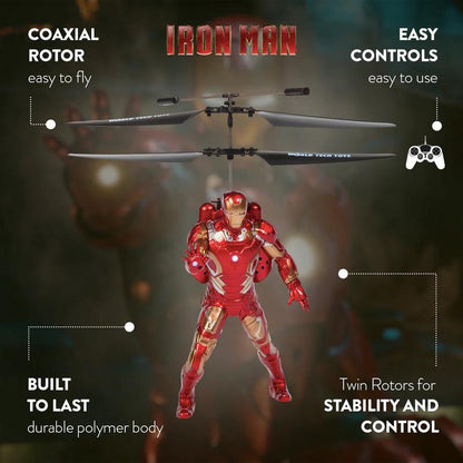 MARVEL Officially Licensed Avengers 2CH IR RC Helicopter Iron Man Captain America Hulk Spider-Man Deadpool Wolverine Remote Control Jet with LED Lights & Twin Rotors for Stable Control