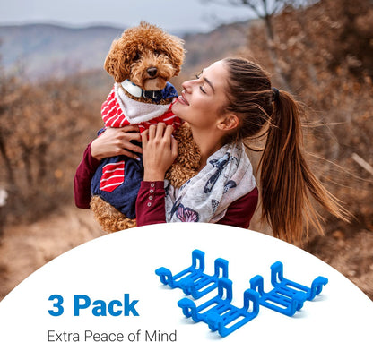 GPS Dog Tracker Rubber Clips X3 (Standard), Blue, 2.8 Cm